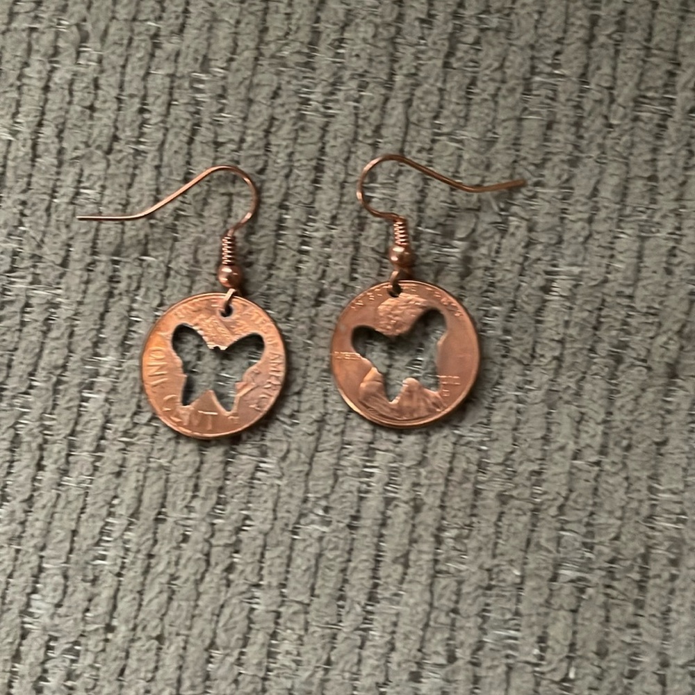 Butterfly cutout penny earrings